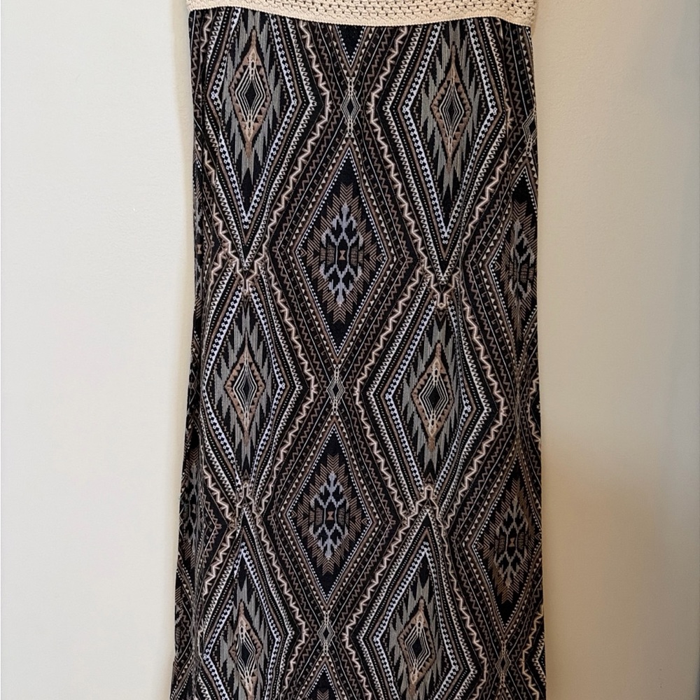 Boho Maxi Skirt in Black & Cream - Women's Printed Long Skirt
